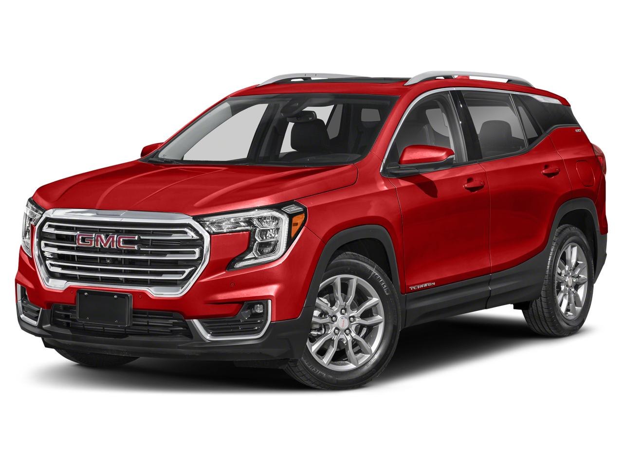 2023 GMC Terrain SLT in Ebony Twilight Metallic — front three-quarter view